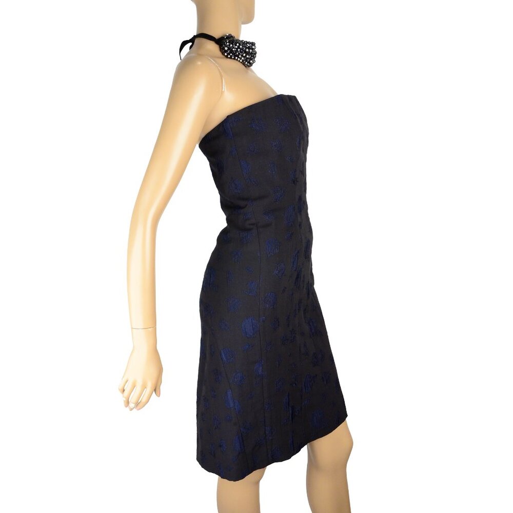 YVES SAINT LAURENT YSL DRESS STRAPLESS BROCADE ROSES PRINT CORSET F42 US8 - Picture 2 of 6